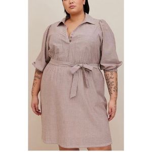 💸Torrid Striped Cotton Poly Blouson Sleeve Shirt Dress
